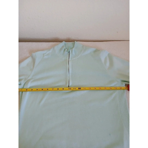 Foxcroft Ladies Size XL Pullover 1/4 Front Sweater Light Mint Supima Cotton - Picture 12 of 16